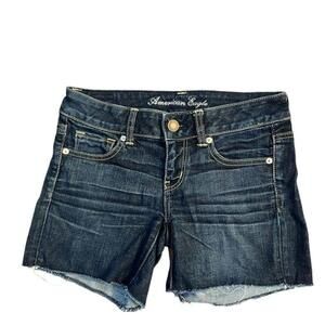 American Eagle Dark Denim Cut Off Shorts with Stretch - Size 4